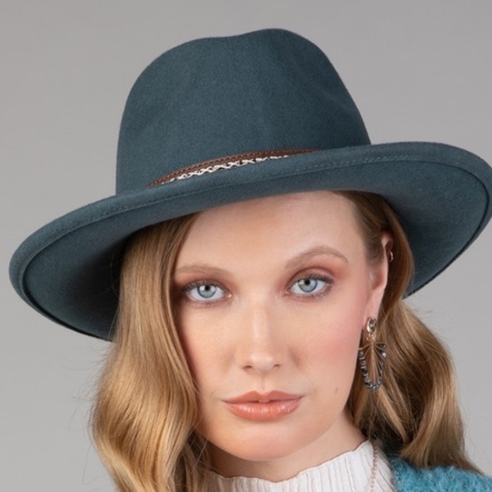 DOLLY Western style panana hat - TEAL GREY - Picture 3 of 4